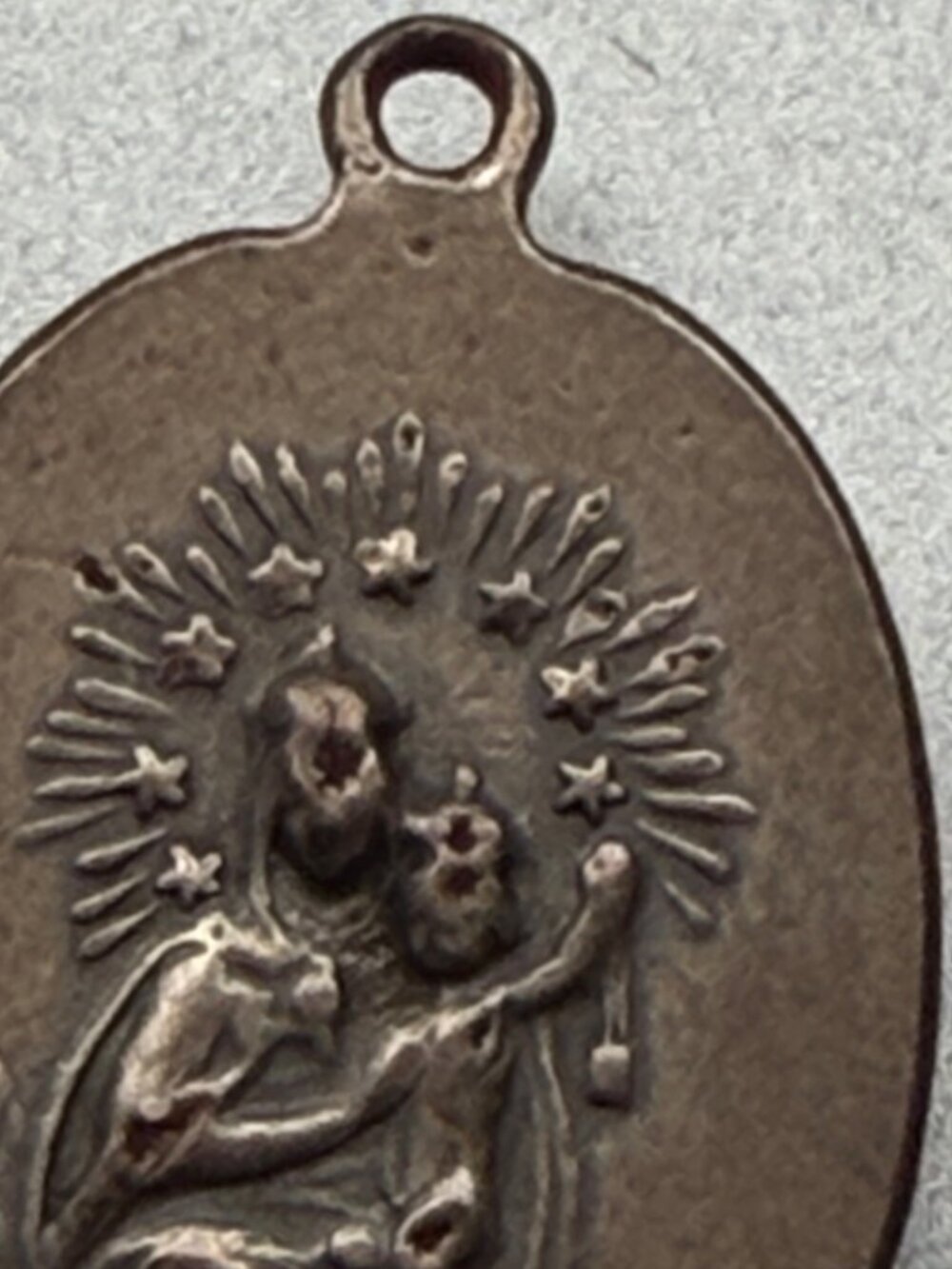 Antique Catholic Scapular Medal Sacred Heart Jesus Our Lady Mount Carmel Aluminu - Picture 9 of 11